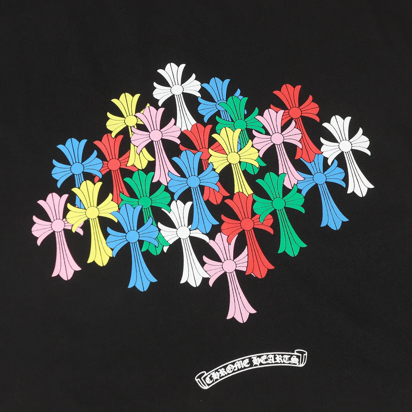 🅿️170 Chrome hearte/Chrome heart ch 25ss early spring new Sanskrit printed short-sleeved T-shirt. A must-have item for daily commuting for men and women in light luxury. The correct version is welcome to compare. Detailed features: ·280 grams of 100% pure cotton double yarn jersey fabric. ·Custom-dyed in the same vat with special thickened 32 counts of double-strand 1x1 thread. ·Double-needle cross-stitch technology. ·Original main mark washed hangtag. Color: black white. Size: XS-L